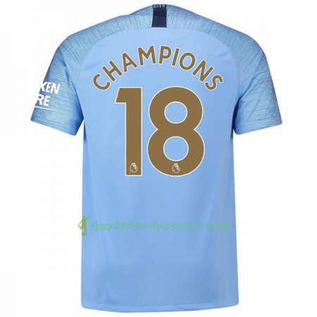 Günstige Fußballtrikots Manchester City Champions 18 2018-2019 Kurzarm Heimtrikotsatz kaufen